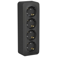 Розетка 4-м ОП Blanca 16А IP20 250В с заземл. защ. шторки с изолир. пластиной антрацит SchE BLNRA011